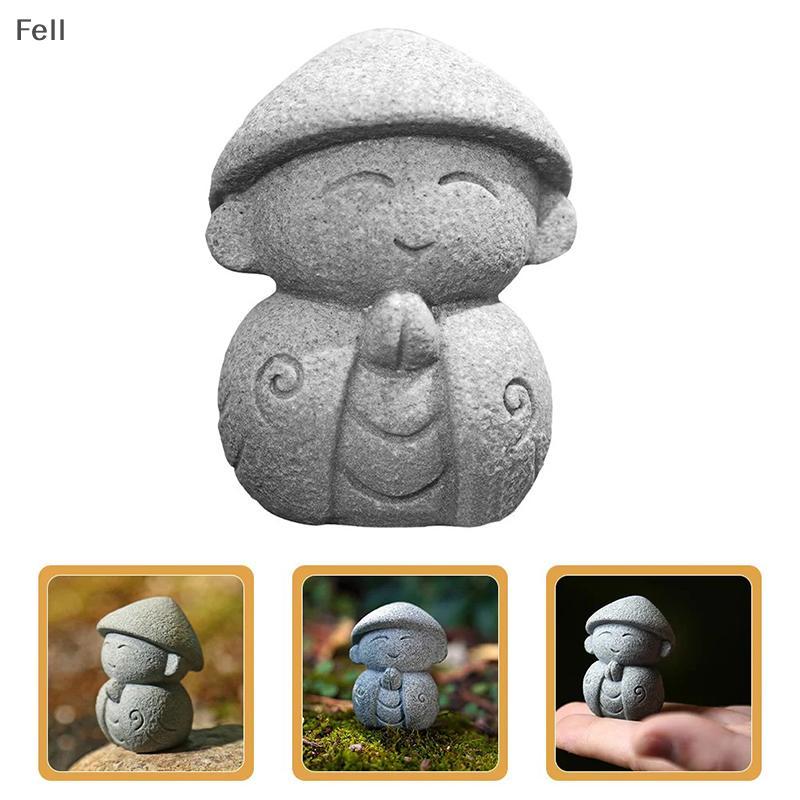 [Fel] Estátuas Bonito Pequena Jizo Escultura Estatuetas Enfeites De Jardim Japonês Ksitigarbha Aquário Bonsai Venda Quen