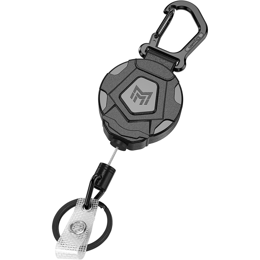 Chaveiro Retrátil, Clip de Distintivo com Carabiner Resistente, com Corda Retrátil de Aço de 80 cm