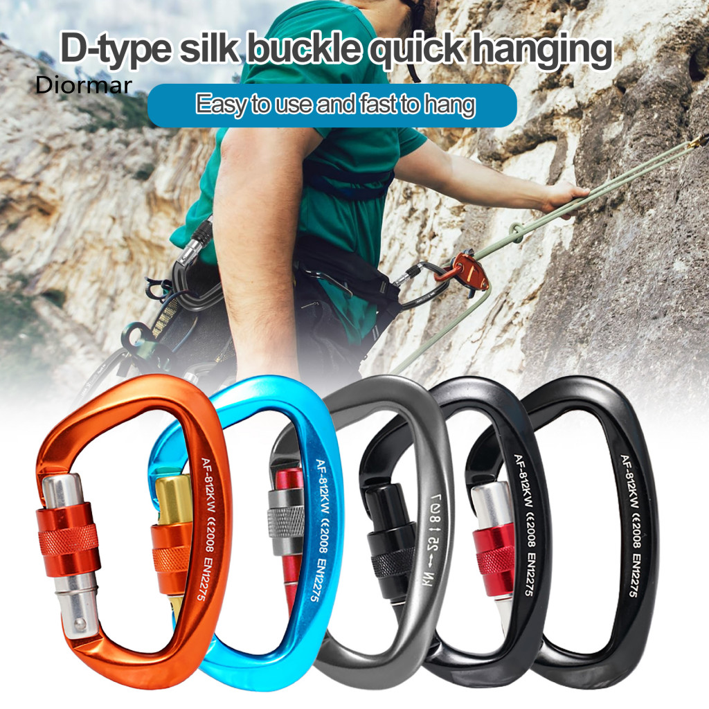 Screw Gate Locking Carabiner Heavy Duty Climbing 25kn D-shaped Aluminum Hook Safety Buckle for Outdoor Hiking Camping Mo