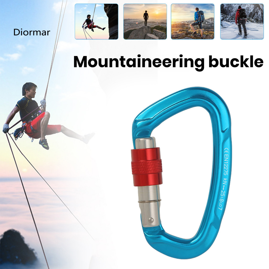 High-strength Aluminum Alloy Carabiner D Shape 25kn Heavy Duty Screwgate Locking Clip for Camping Hiking Climbing Outdoo