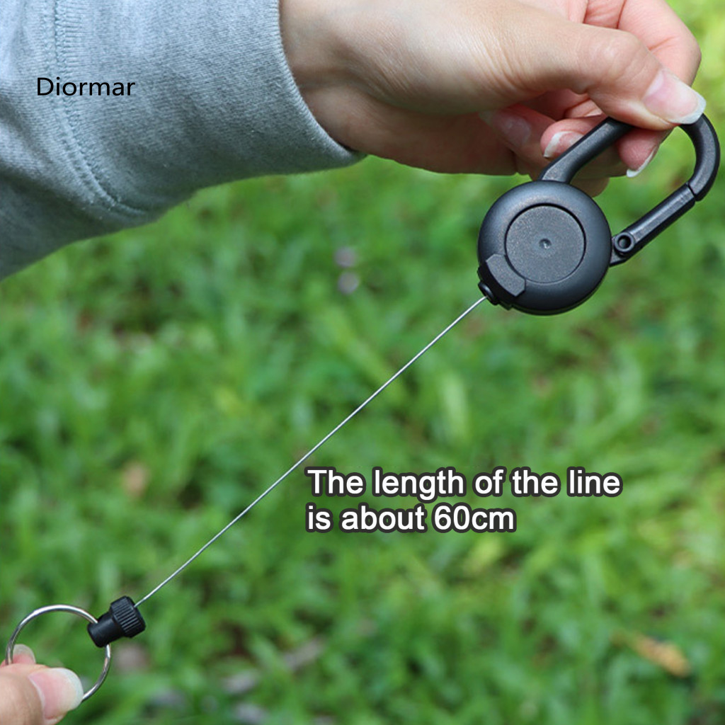 Climbing Anti-lost Buckle Heavy Duty Retractable Keychain with Steel Wire Rope Carabiner Badge Reel Holder Clip for Outd