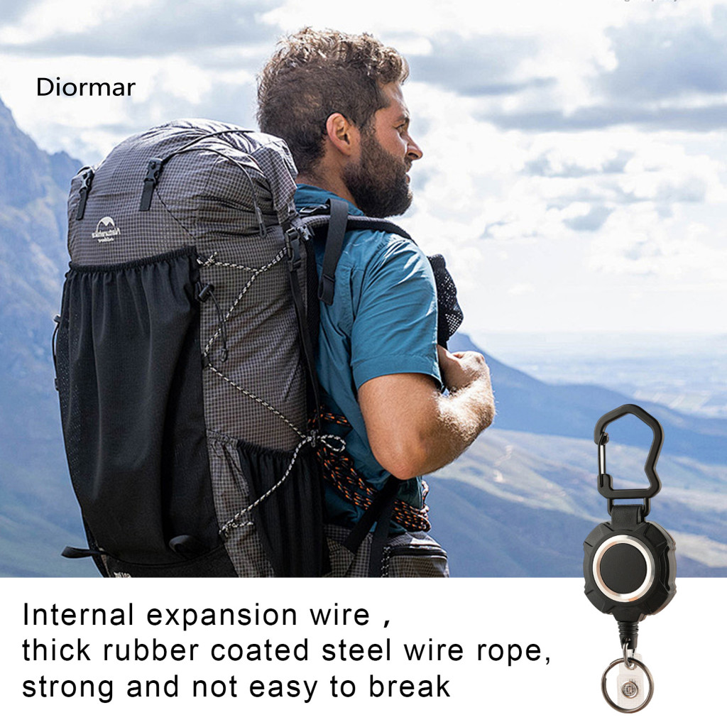 Strong Resilience Carabiner with Wire Rope Outdoor Steel Heavy Duty Stainless Retractable Keychain – Impact for
