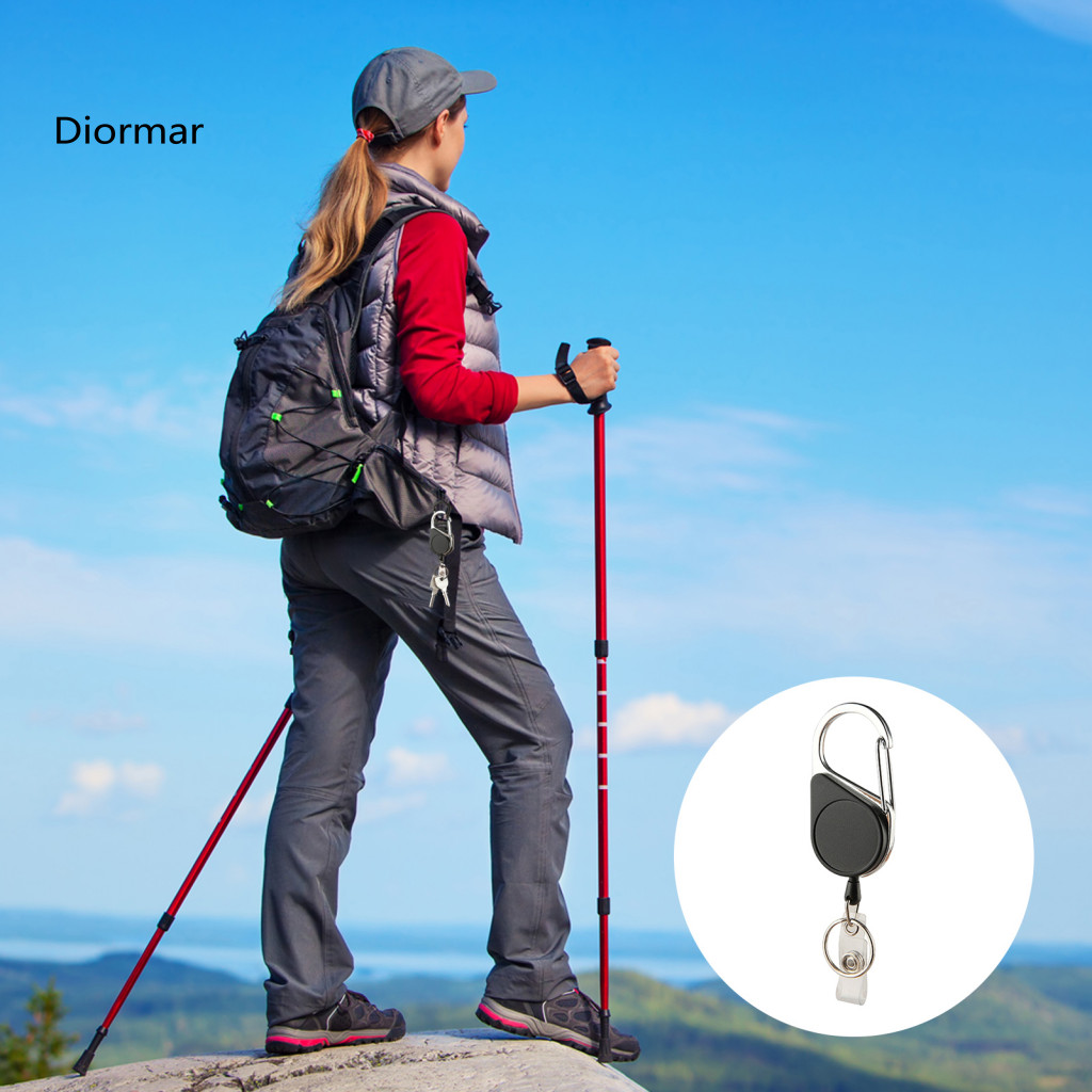 Hiking Carabiner Heavy Duty Retractable Keychain with – Lightweight Impact Resistant Tactical Key Ring Id Badge Reel f