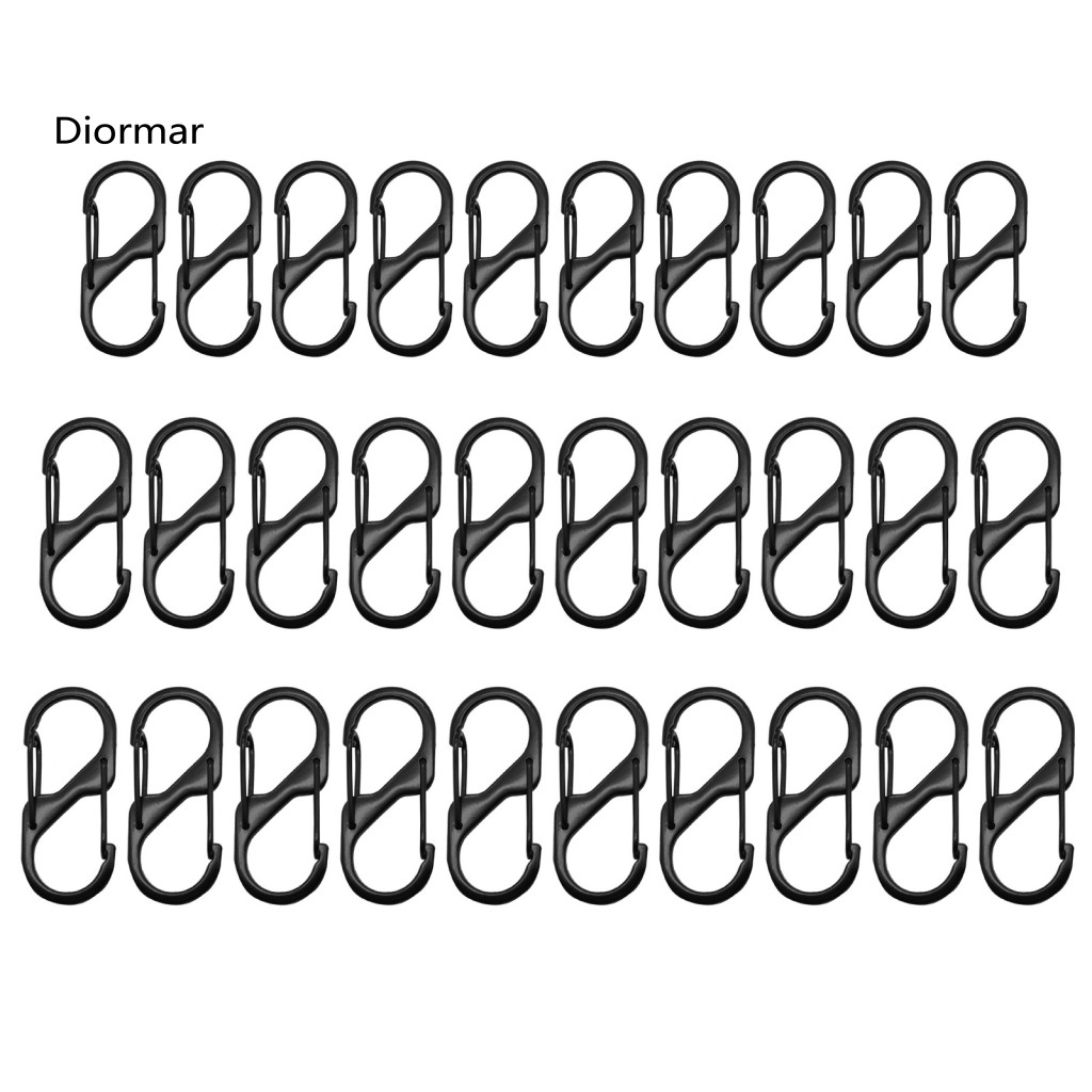 Zinc Alloy Carabiner Hook Keychain Clip 30pcs Small S-shaped Clips Hooks Portable Snap for Camping Hiking Outdoor Gear A