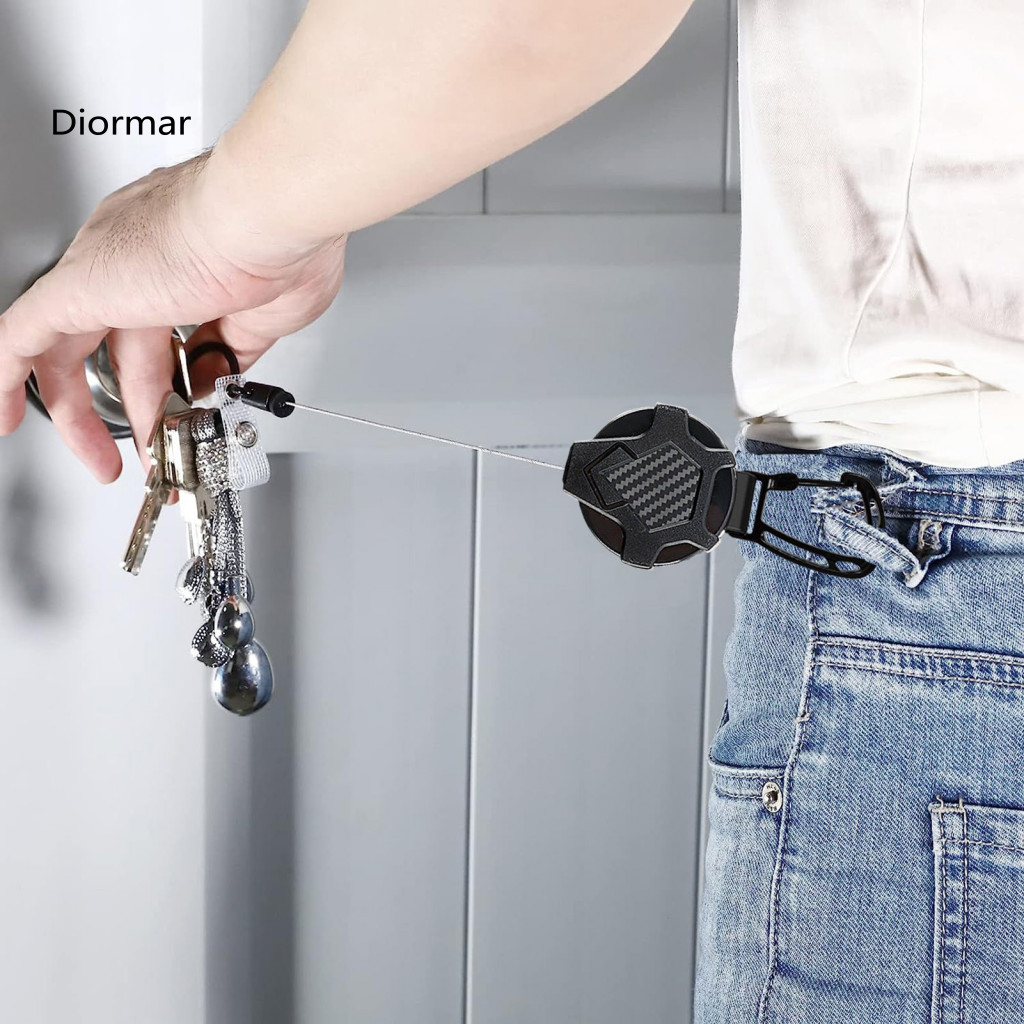Retractable Steel Wire Carabiner Heavy Duty Keychain with Rope Impact Resistant Tactical Id Badge Reel Durable Key for O