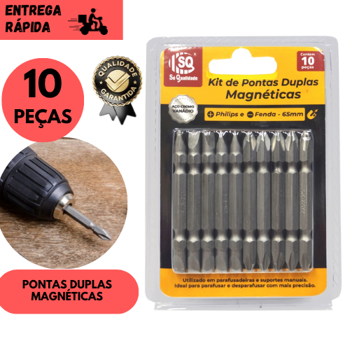 Kit 10 Ponta Magnética Imantada para Parafusadeira Bits Aço Liga Forte Alta Precisão
