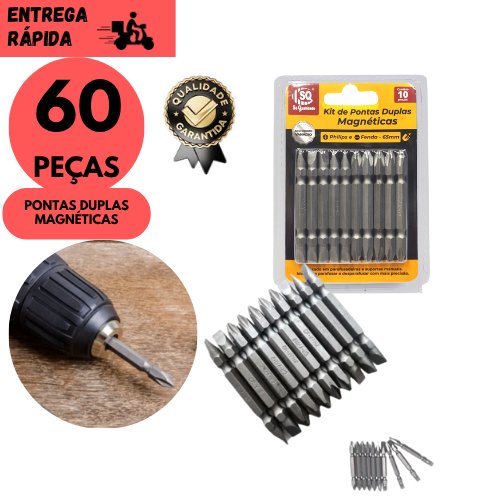 Kits 60/50/30 ou 20  Ponta Magnética Imantada Alta Resistência Aço Liga Para Uso Profissional