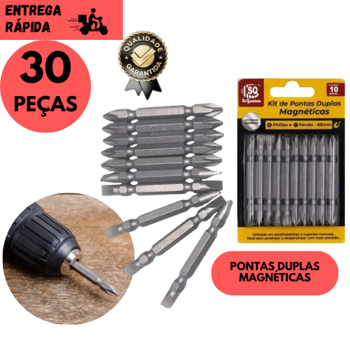 Kits 30/20 ou 10 Ponta Magnética Imantada Parafusadeira Bits Aço Liga Forte Alta Precisão