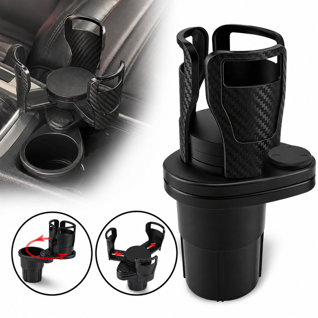 360 Degree Rotation Cup Holder for Car Truck with Double Bottle Holder