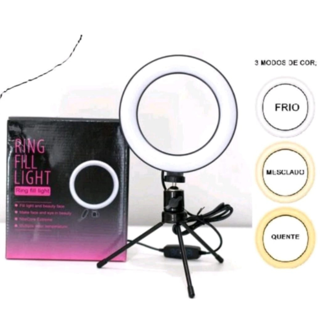 RING FILL LIGHT 16 CM 6,5 PALADAS COM TRIPÉ