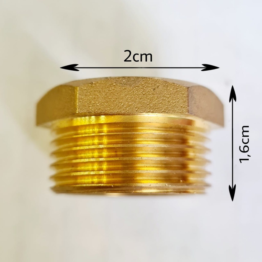 Anel Hexagonal Latão Bucha Adaptador Redutor De Meia 1/2 Para 3/4 Dourado - Reforçado Metal