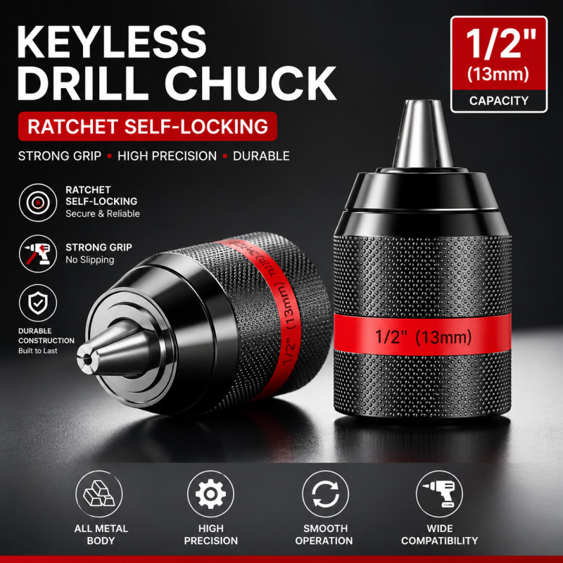 Metal Drill Chuck Adapter Universal Auto-Locking Converter para broca elétrica Chave de impacto Ar também