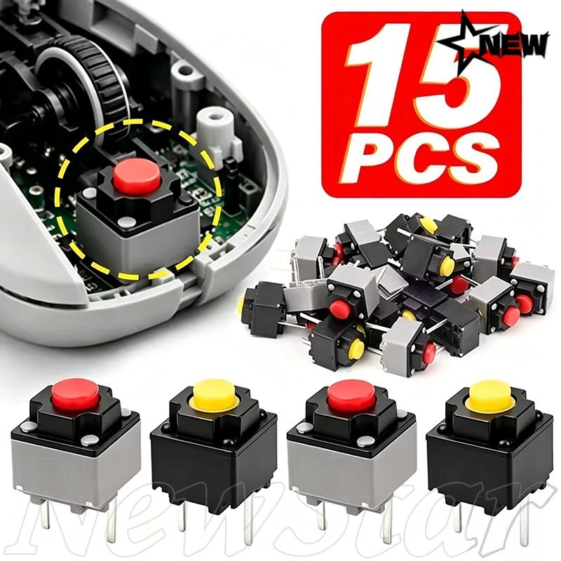 [24H] 15-5Pcs Mouse Square Micro Switch Button-Tact DPI Key-Substituível , Universal-Mute-Conector Do Adaptador Receptor