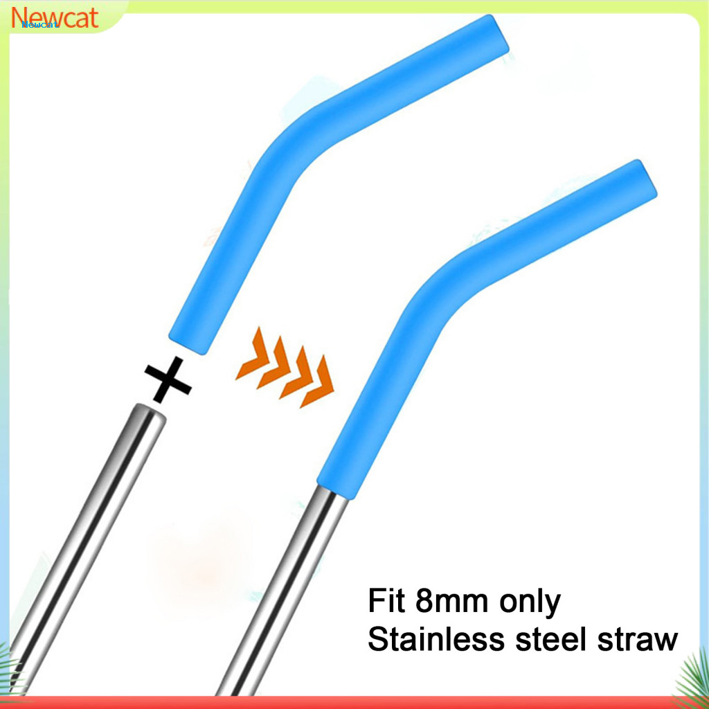 Elbow Replacement Tips Flexible Metal Straws 2pcs Silicone Straw Covers for Reusable Food-grade Bpa-free Temperature Res