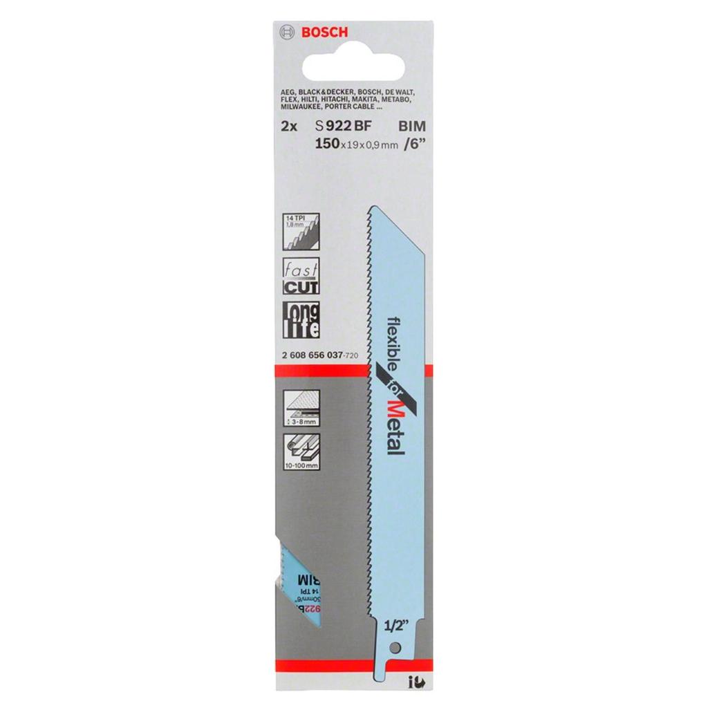 Lâmina Serra Sabre Bosch S922Bf Flexible For Metal 2 Peças
