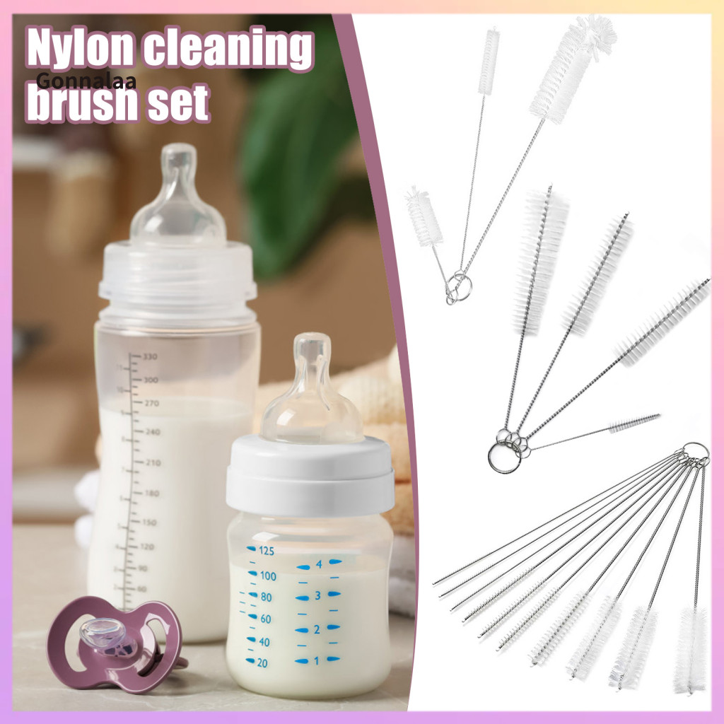 Extended Reach Cleaning Brush Set for Bottles Glasses Straws – Flexible Metal Stem Scrubber Multiple Sizes Clean Tool