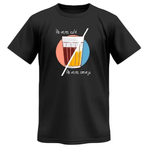 Camiseta Masculina Estampa Copo Às Vezes Café Às Vezes Cerveja Tecido Premium 100% Algodão