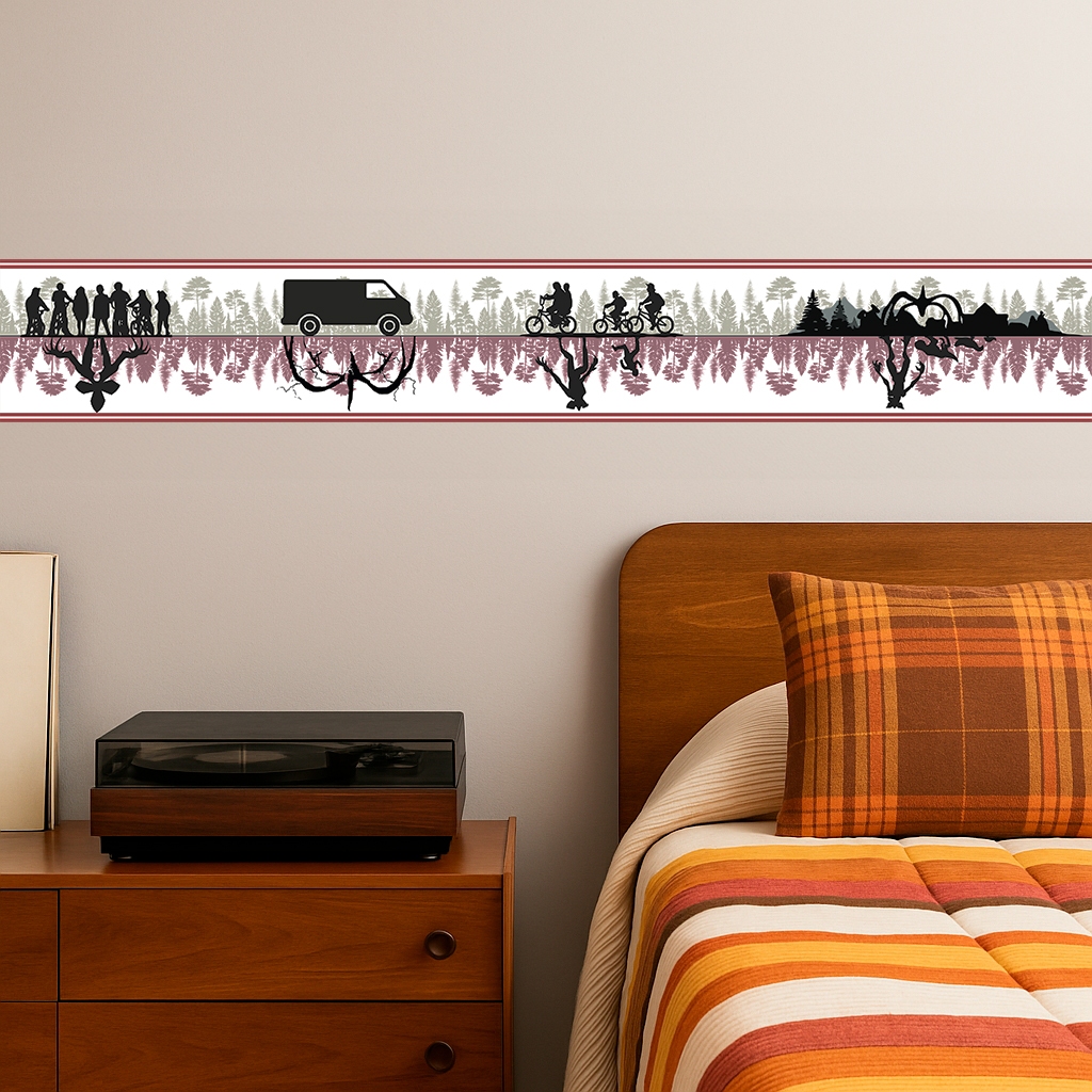 Faixa Autoadesiva Stranger Things 1m x 15cm Viníl Lavável Antimofo Decor Minimal Clean Nerd Room Estética Retrô