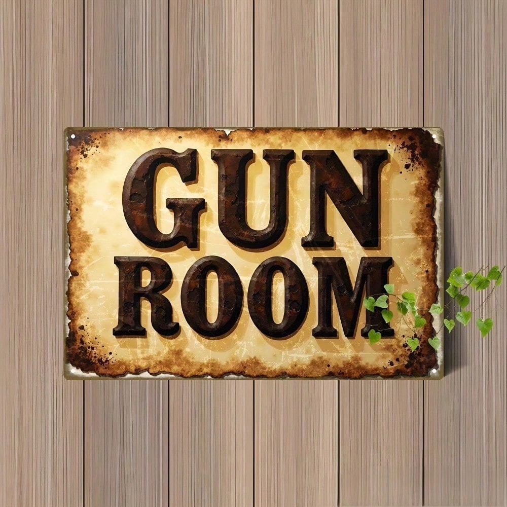 CIFbuy Vintage Gun Room Metal Tin Sign Retro Wall Art Man Cave Bar Decor
