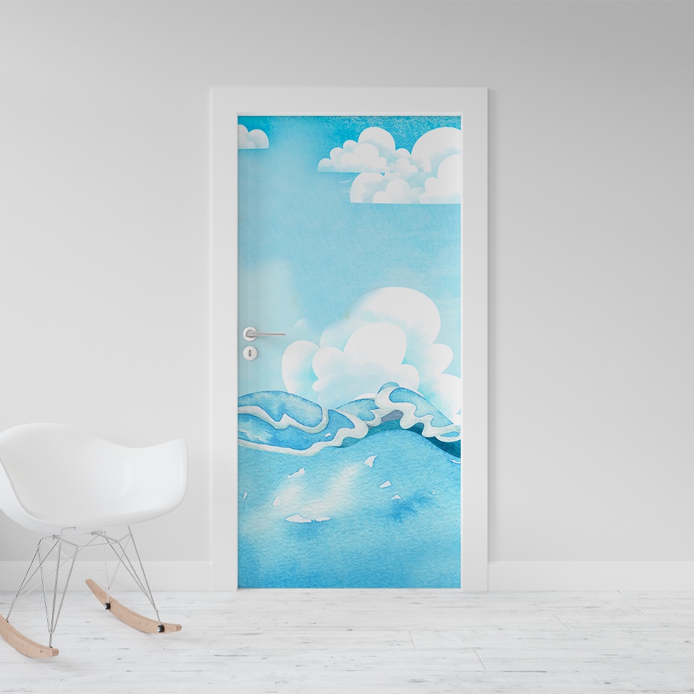 Adesivo Decorativo De Porta Arca de Noé _ agua, onda,céu, azul cristão,evengelico,religioso - 08468