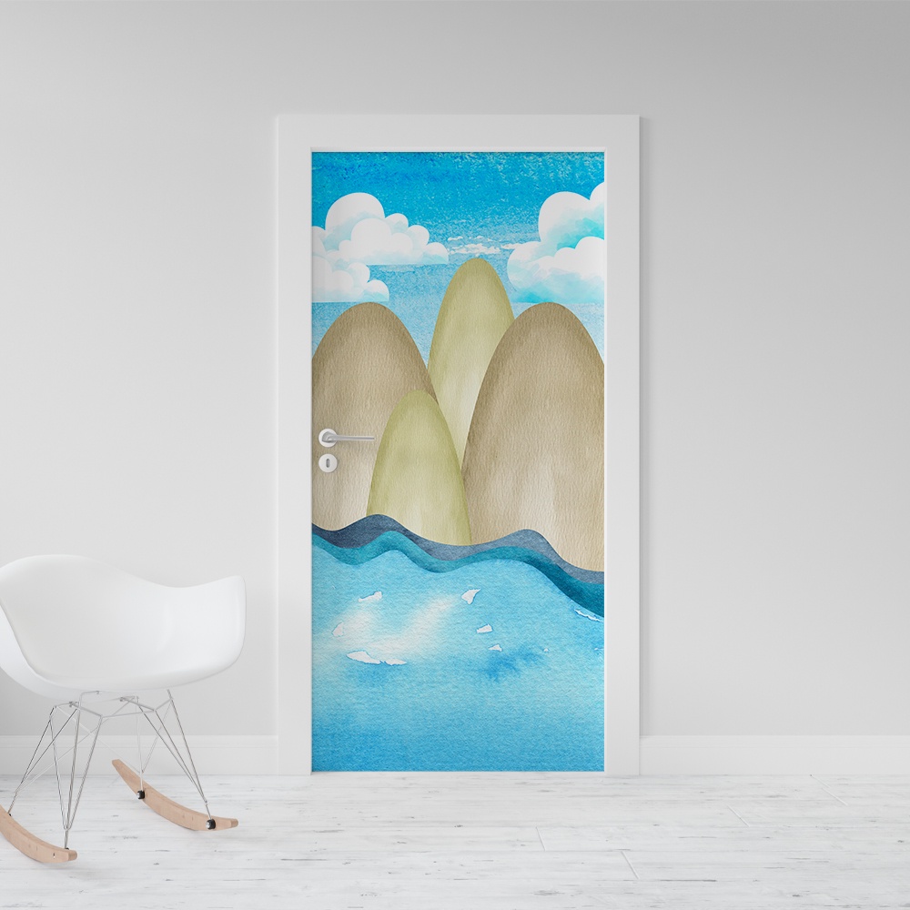 Adesivo Decorativo De Porta Arca de Noé _ oceano,montanha,paisagem cristão,evengelico,religioso 03463