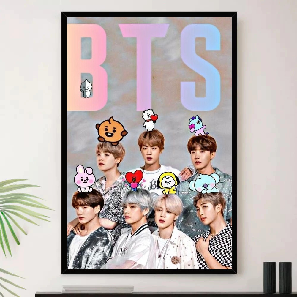 Quadro Placa Decorativa Música Internacional BTS Dance Pop K-pop e Pop Álbuns com Moldura