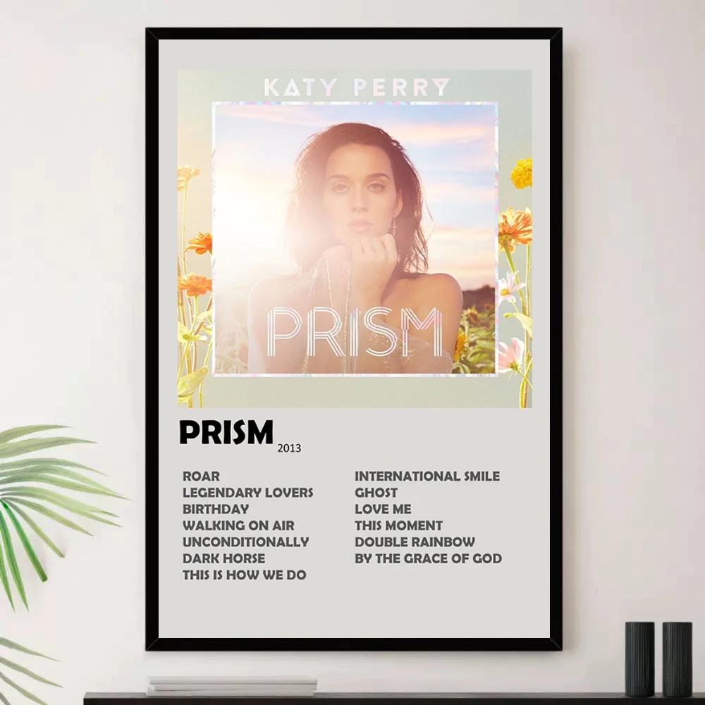 Quadro Placa Decorativa Música Internacional Katy Perry Pop e Dance Pop Álbuns com Moldura