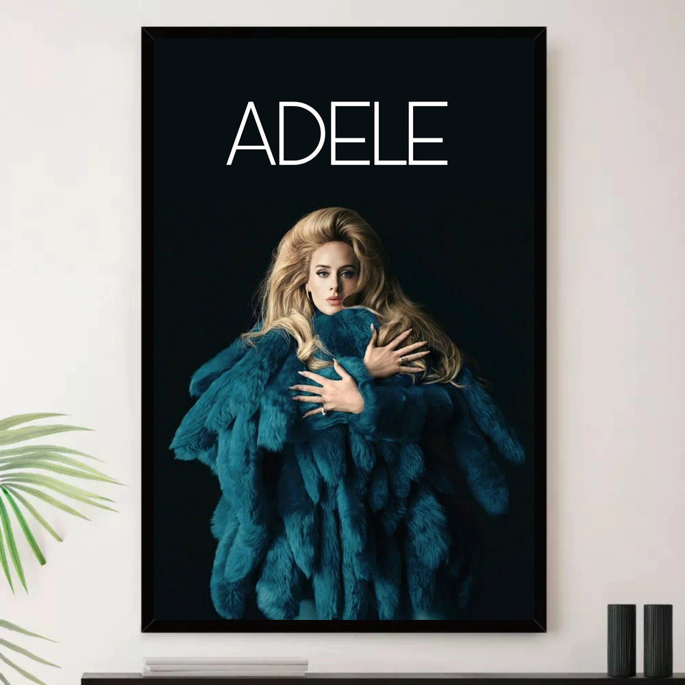Quadro Placa Decorativa Música Internacional Adele Pop e Dance Pop Álbuns com Moldura