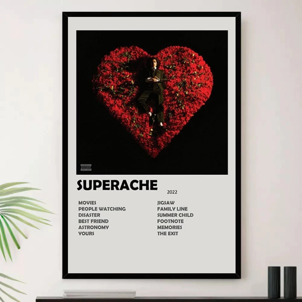 Quadro Placa Decorativa Música Internacional Conan Gray Pop e Dance Pop Álbuns com Moldura