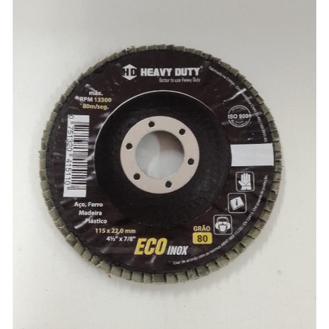 Disco Flap Desbate Inox Curvo Grão No 80 115 X 22 HeavyDuty