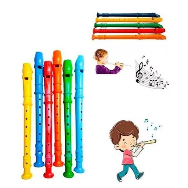 Flauta Doce Maluca Cores Festa Instrumento Musical Infantil Cor Estoque
