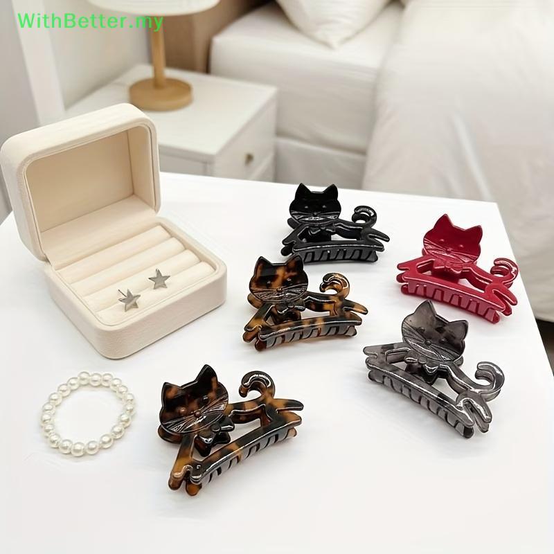 WithBetter Retro Cartoon Cat Grampo De Cabelo Gradiente Cor Escavado Design Elegante Para Mulheres Meninas Adequado Esco