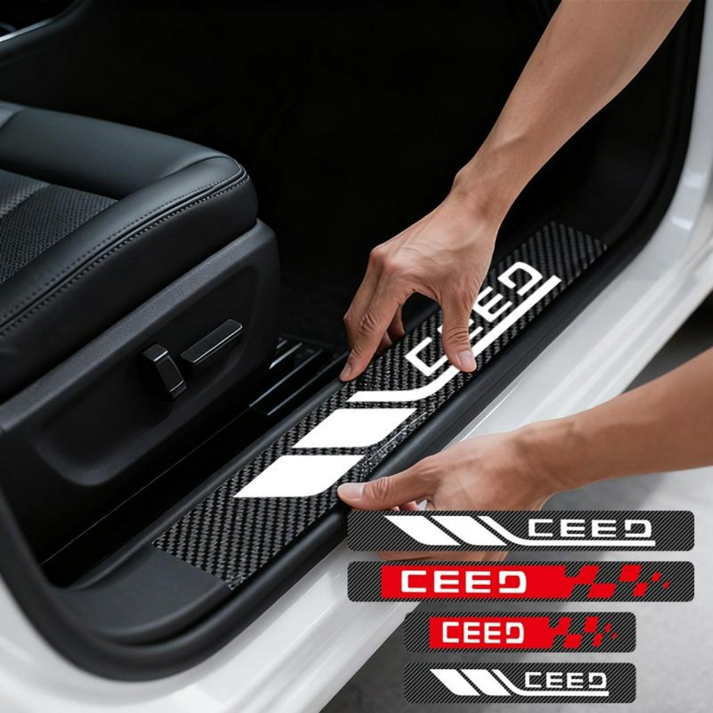 Kit 4 Peças Fibra De Carbono Adesivo De Soleira De Porta Acessórios Automotivos For Kia Ceed Hatchback GT