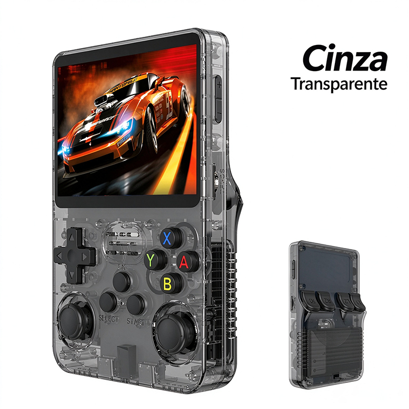Console Portátil R36S Vídeo Game Retro +15.000 Jogos 64GB Sistema Linux Tela IPS 3.5 Polegadas