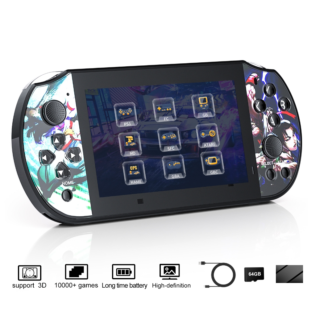Q3 Console Portátil Retrô | 11.000 Jogos | Emulador PS1/GBA/Arcade | Tela IPS 4.3