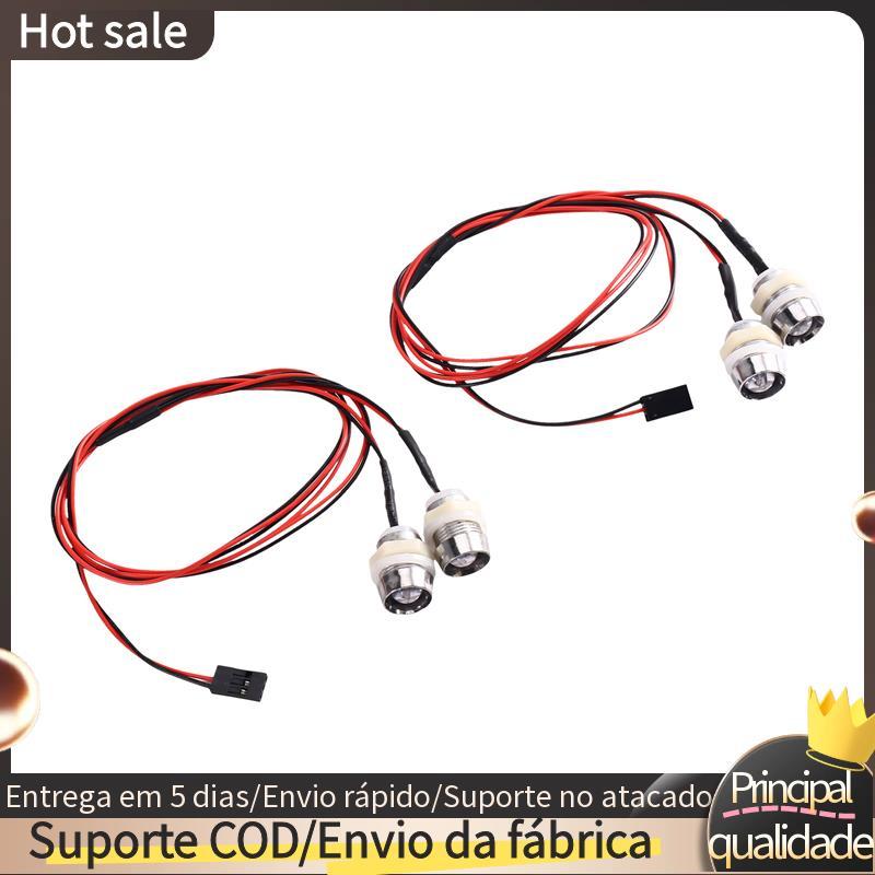 Para Scx10 D90 2PCS 2LED LED Farol De Luz Traseira 8mm RC Car Crawler Branco