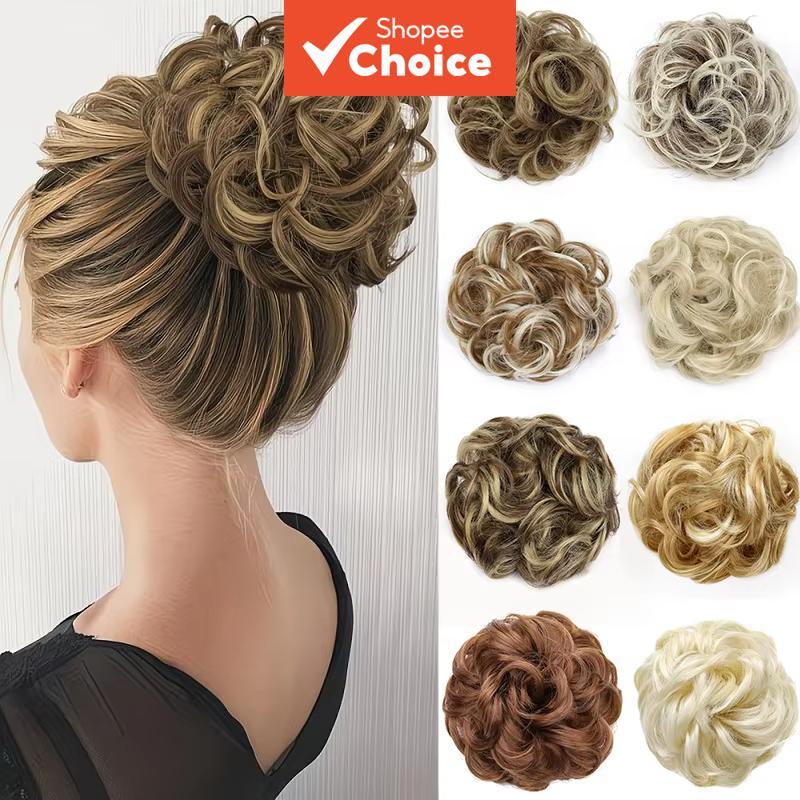 Sintético Encaracolado Bagunçado Updo Chignon Scrunchie Donut Bun Peruca Extensão Loira Marrom 1pc Uso Diário Presente P