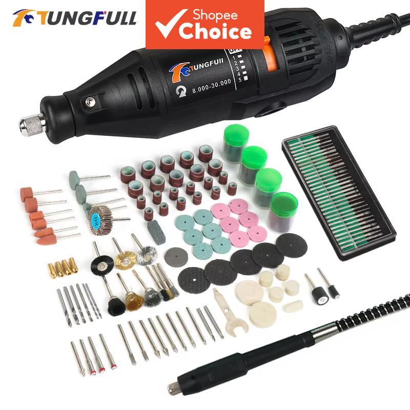 Um Conjunto Mini Polidor Rotativo Multifuncional , 130W 8000-30000RPM 75 Ou 161 Pces Kit Para Madeira Metal E Jóias Faze