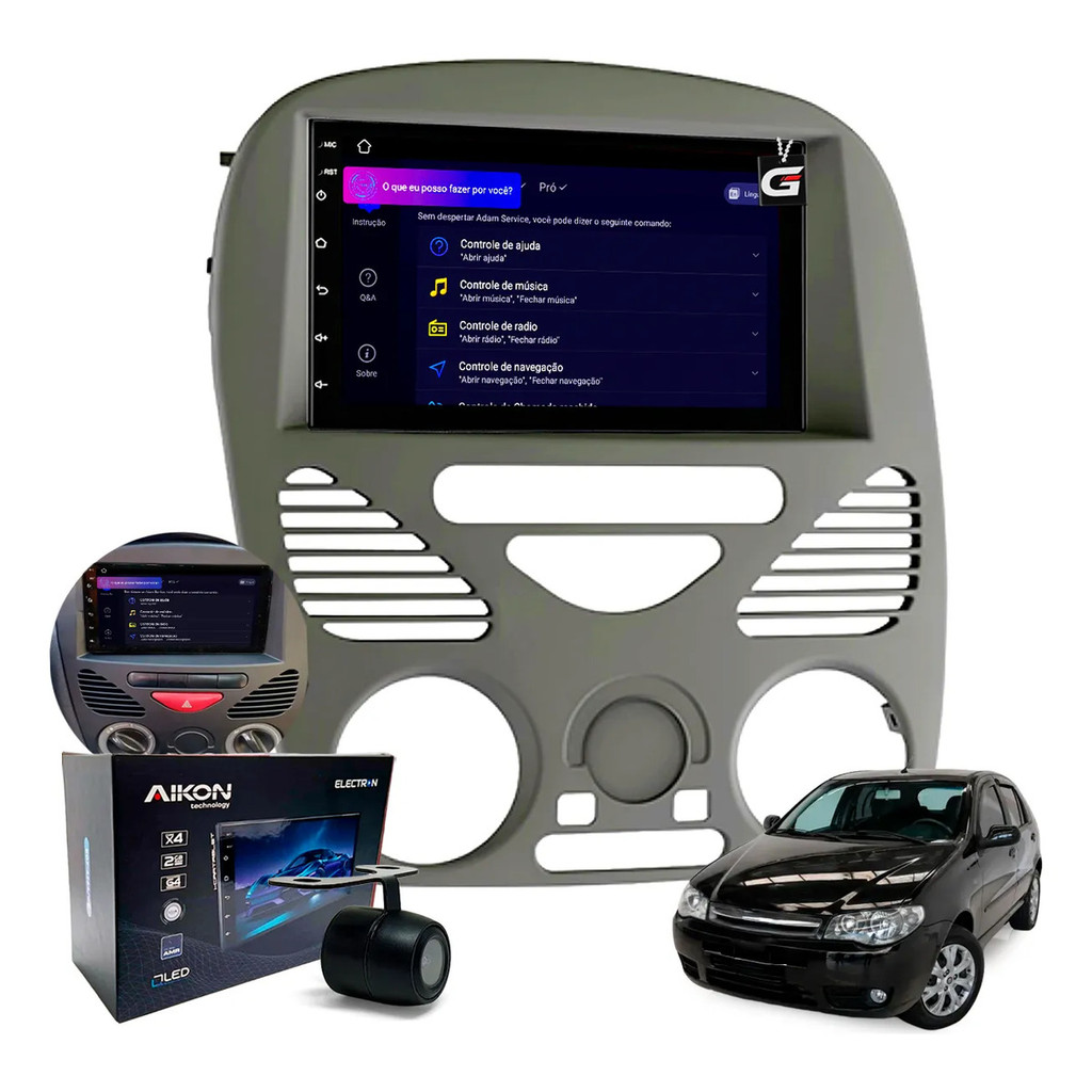 Multimidia Qled Electron Carplay S/ Fio Palio G2 2002 A 2014