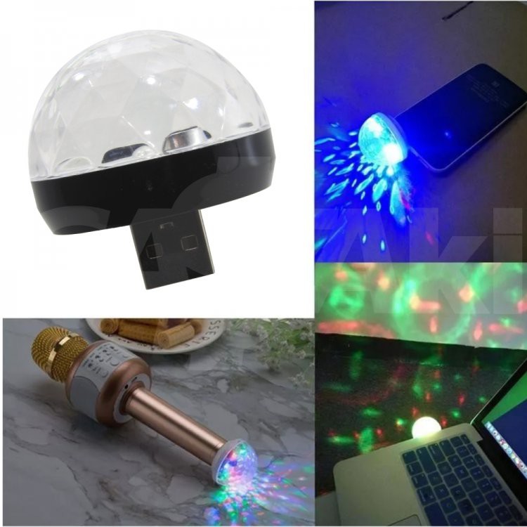 Mini Globo Luz Festa Portatil Usb Universal Carro Celular V8
