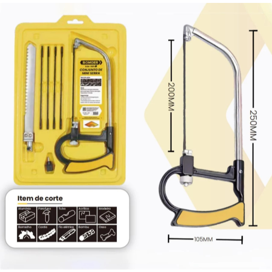Kit Arco de Serra Mágica Multifuncional 7 Em 1 Universal Mini Serrote Tico Tico Manual Portátil BW5062