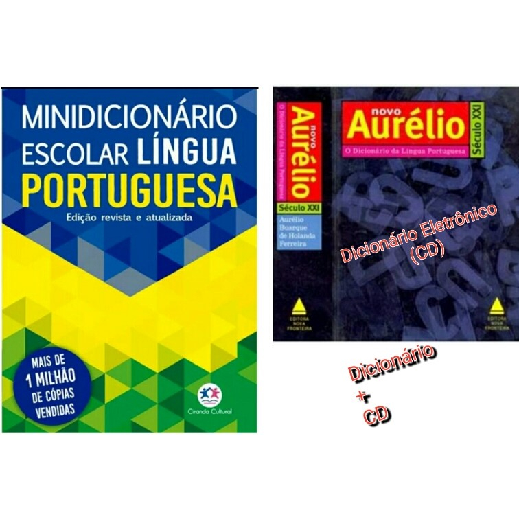 Kit Livro Minidicionário escolar Língua Portuguesa (papel off-set) + Dicionário Novo Aurélio - O Dicionário da Língua Portuguesa - Século XXI (CD)