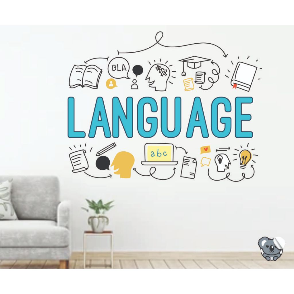 Adesivo de Parede Para Escola de Inglês Language Papel de Parede Auto Colante Decalque