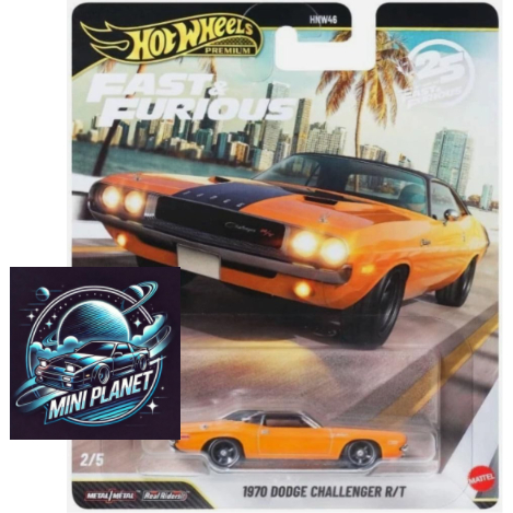 Hot Wheels Fast & Furious 1970 Dodge Challenger R/T HW Premium Velozes e Furiosos 25 Anos Mini Planet