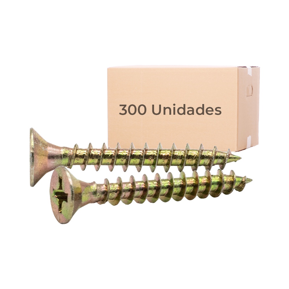 300 Parafuso Para Madeira MDF Phillips Cabeca Chata 3,5X25mm