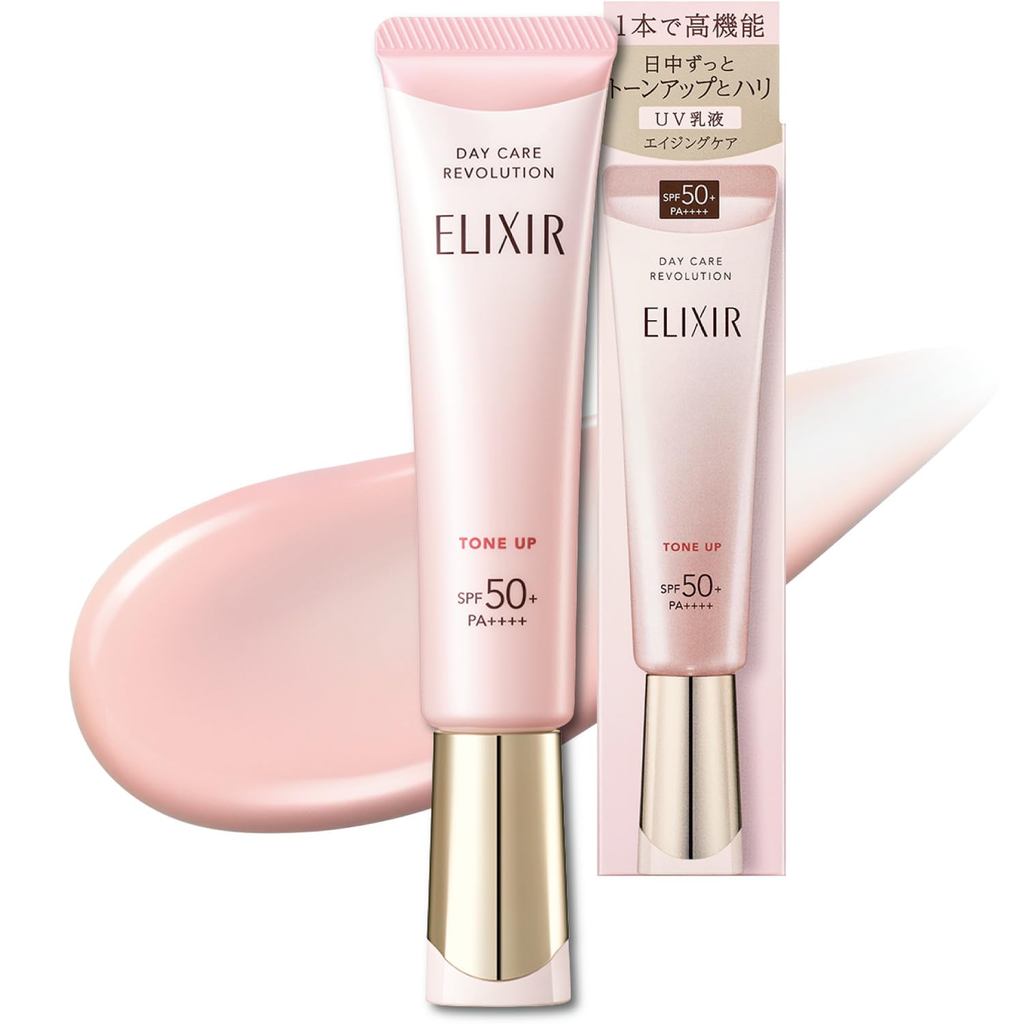 ELIXIR UV Day Care Revolution Tone Up SP+ aa Baby Pink 35g SPF50+ PA++++, Daytime Emulsion, Makeup Primer & Sunscreen, D
