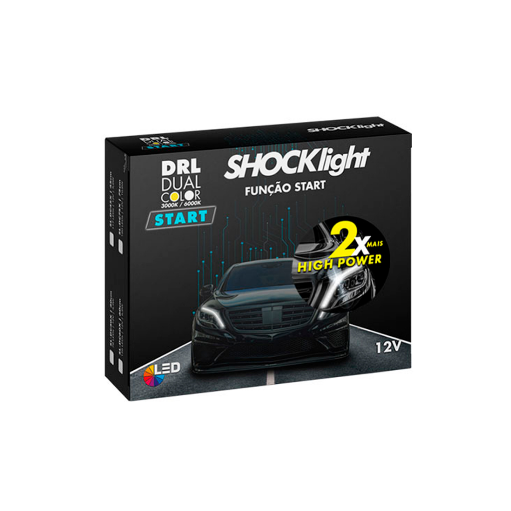 Fita Drl Dual Color Hp 60cm 3000k/6000k 12v 6,8w 156 Leds Preto 3000k/6000k Drl (daytime Running Light)