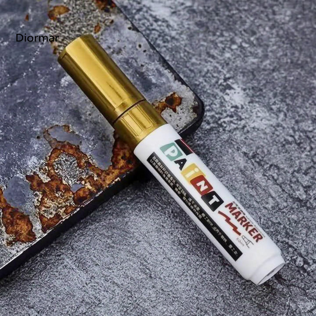 Art and Craft Paint Pens Oil Based 12 Colors Oil-based Markers Set Waterproof Quick-dry Flat Tip for Metal Tire Steel Gl