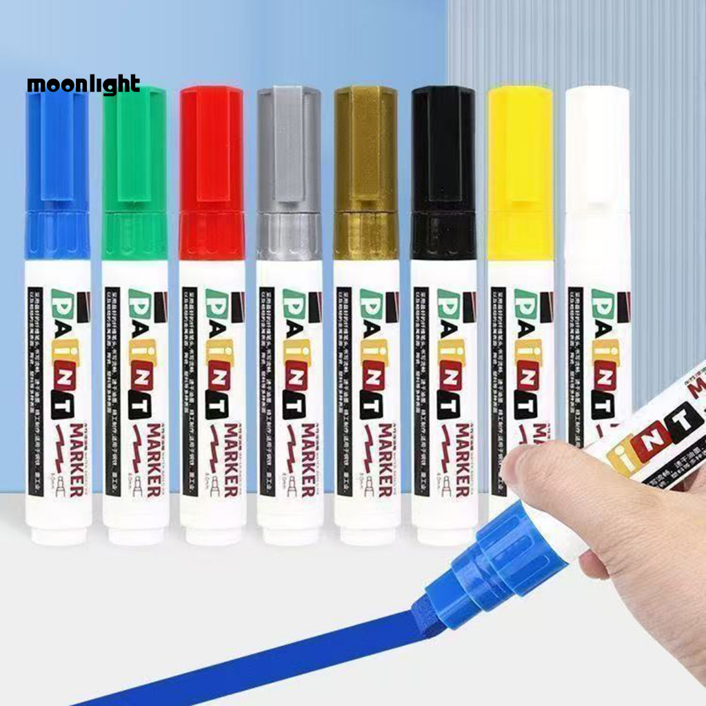 12 Colors Oil-based Paint Markers Set Waterproof Quick-dry Flat Tip Pens for Metal Tire Steel Glass Leather – Perfect
