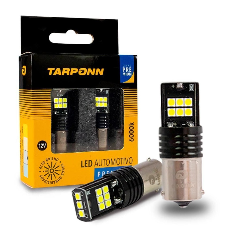 Par Lâmpada Led Ba15s Canbus 1 Polo 12v 6000k Tarponn